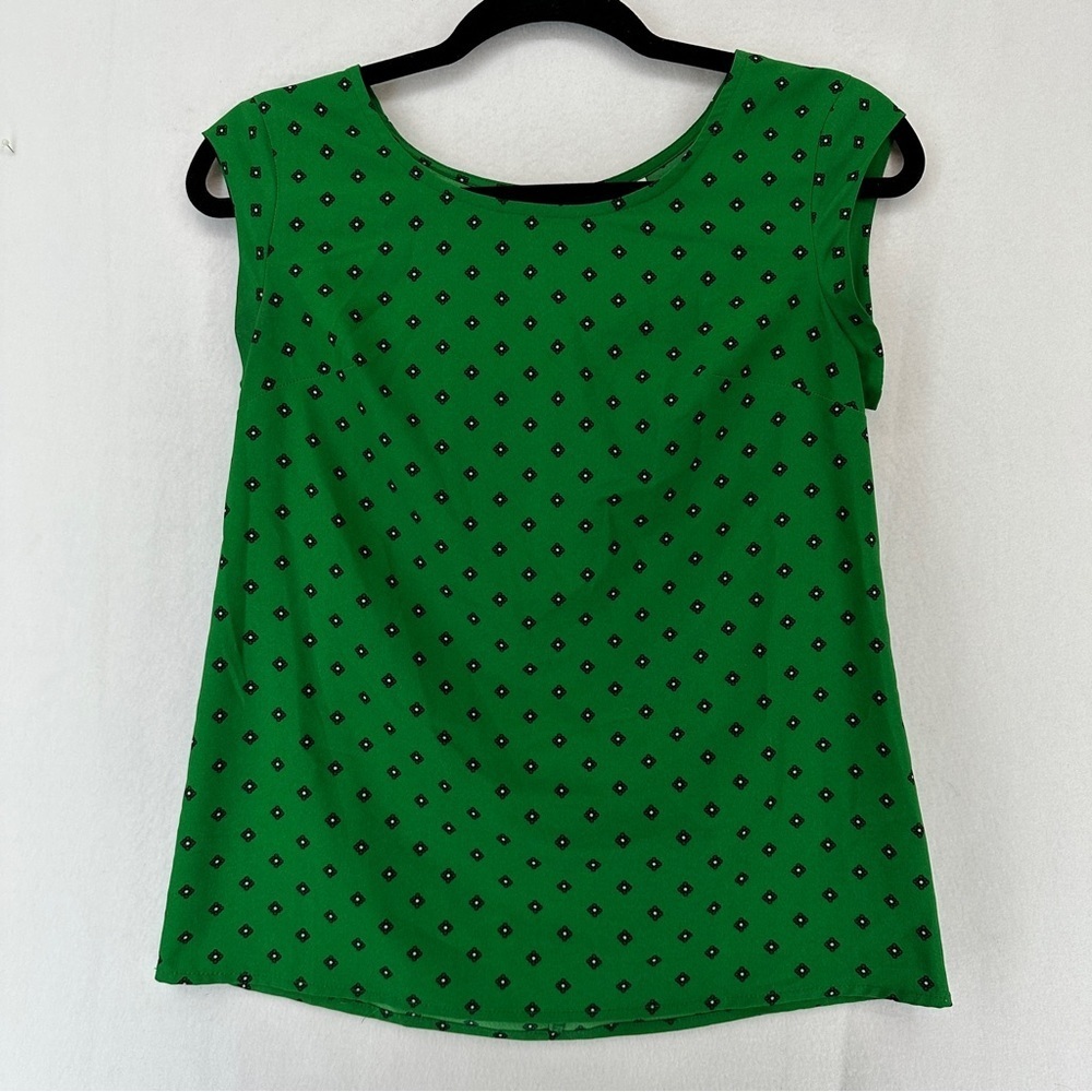 Merona Green Floral Cap Sleeve Blouse Womans‎ Size XS Green